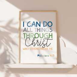 Set Of 3 Bible Verse Prints, Christian Wall Art, Boys Nursery Decor, Bedroom Kids Room, Scripture Prints - thumbnail 2