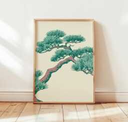 Bonsai Tree Poster, Japanese Botanical Print, Zen Wall Art - thumbnail 1