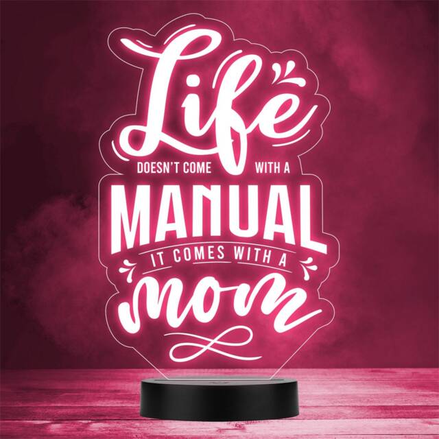 Life Manual Funny Mum Sign Quote Personalised Gift Colour Change Led Night Light - image 1