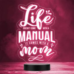 Life Manual Funny Mum Sign Quote Personalised Gift Colour Change Led Night Light - thumbnail 1