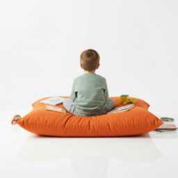 Bean Bag Orange Floor Cushion Large Polyester Pillow - thumbnail 2