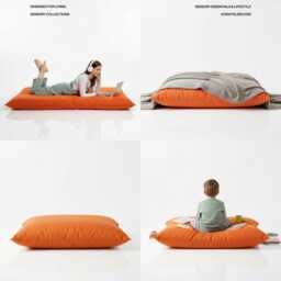 Bean Bag Orange Floor Cushion Large Polyester Pillow - thumbnail 3