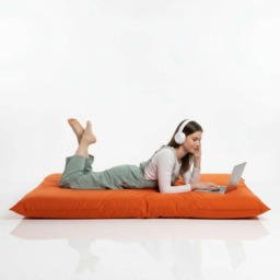 Bean Bag Orange Floor Cushion Large Polyester Pillow