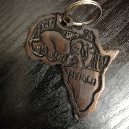 Handcrafted Iron Wood African Map Keyholder, Big Five Keychain - thumbnail 3