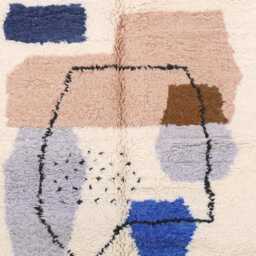 Moroccan Rug, Beniourain 5x8 Ft, Fabulous White & Blue Carpet - thumbnail 2