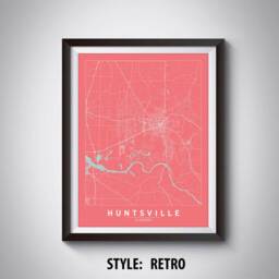 Huntsville Alabama Map Art Print Vintage Style Office Decor - thumbnail 4