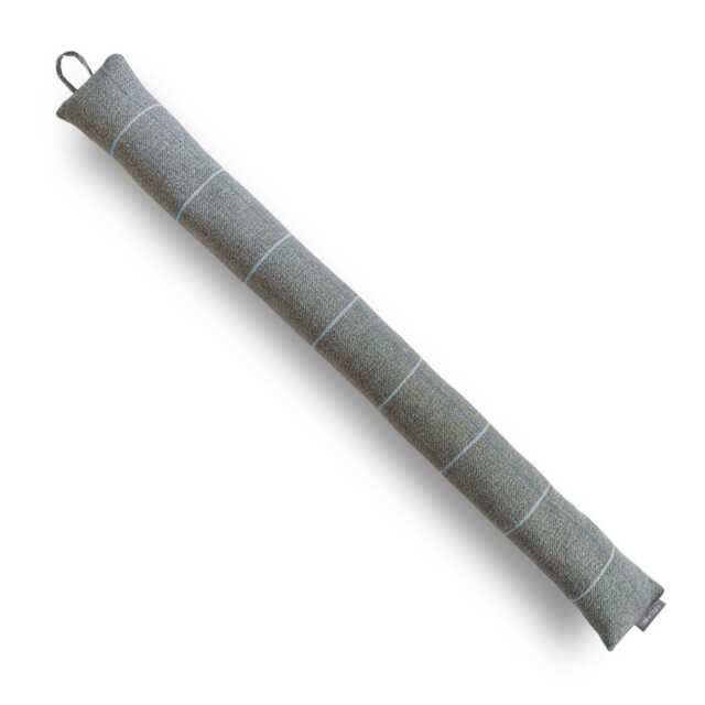 Custom Length Window & Door Draught Excluder, Filled With Buckwheat Hulls, Made To Desired Up 250cm, Wool Effect Grey Blue Check - image 1