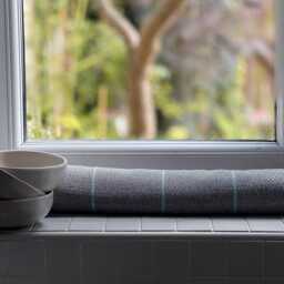 Custom Length Window & Door Draught Excluder, Filled With Buckwheat Hulls, Made To Desired Up 250cm, Wool Effect Grey Blue Check - thumbnail 3