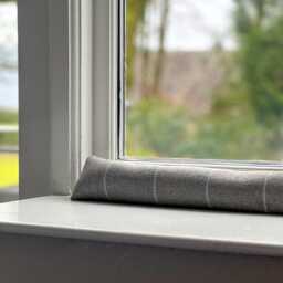 Custom Length Window & Door Draught Excluder, Filled With Buckwheat Hulls, Made To Desired Up 250cm, Wool Effect Grey Blue Check - thumbnail 2