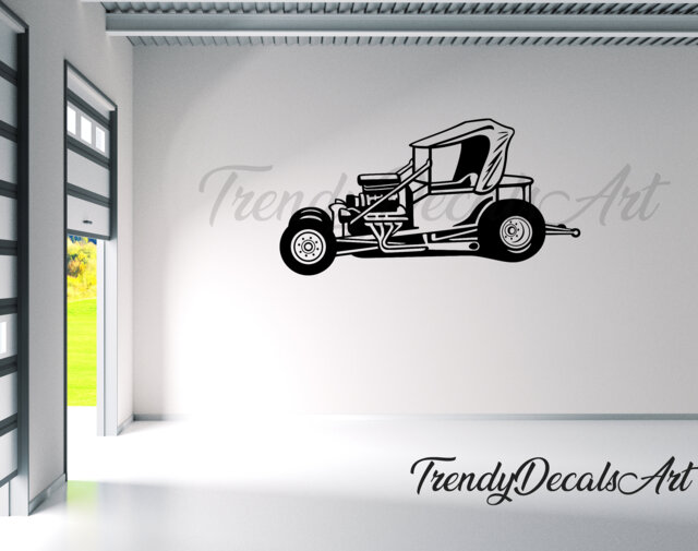 Hot Rod Roadster Decal, Car Wall Vinyl Sticker, 20's Car Garage Decor, Mural Decal - image 1
