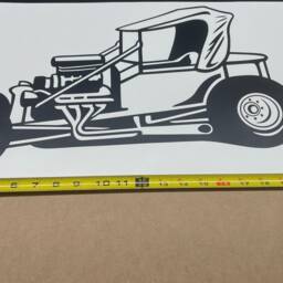 Hot Rod Roadster Decal, Car Wall Vinyl Sticker, 20's Car Garage Decor, Mural Decal - thumbnail 3