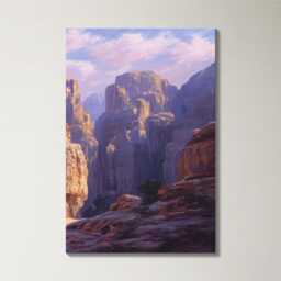 Petra Treasury 3 Panel Split Canvas Wall Art Ancient Rose-Red Rock Jordan Desert Landscape Oil Painting Framed Home Decor - thumbnail 4