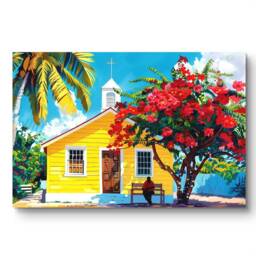 Caribbean Island Art Of Church in Grenada, St Lucia, Dominica, Guadeloupe Or Other West Indies - thumbnail 2