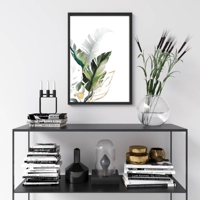 Watercolour Mother Nature #2 - Home Decor, Leaf Print, Plant Wall Art, Green Gold New Home, Watercolor - image 1
