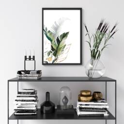 Watercolour Mother Nature #2 - Home Decor, Leaf Print, Plant Wall Art, Green Gold New Home, Watercolor - thumbnail 1