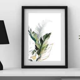 Watercolour Mother Nature #2 - Home Decor, Leaf Print, Plant Wall Art, Green Gold New Home, Watercolor - thumbnail 2