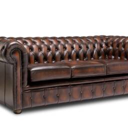 Chesterfield Real Leather Armchair Or Sofa in Antique Brown - thumbnail 2