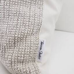 Neutral, Tan& White Square Pillow Case. Chair & Couch Throw Cushion. Soft White Fuzzy Cusion Cover. Velvet Beige Pillow - thumbnail 3