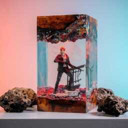 Leon Kennedy Resin Lamp- Fanmade Resident Evil Gaming Collectible Display - Handcrafted Epoxy Night Light Gift For Action Fan - thumbnail 1