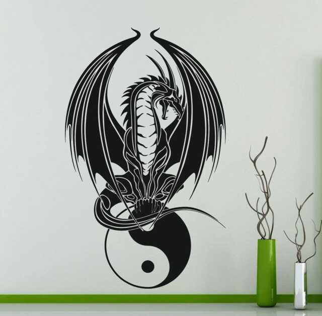 Dragon Wall Vinyl Decal Fantasy Sticker Art Design Murals Interior Gothic Home Decor - 20Dra6Ws - image 1