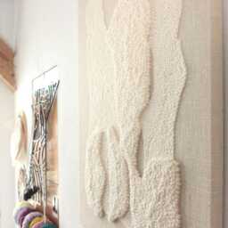 stone Xv - Modern Textile Wall Art, Sculptural Wool Tapestry, Japandi-Inspired Neutral Fiber Artwork On Canvas For Minimalistic Bedroom - thumbnail 3