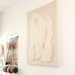 stone Xv - Modern Textile Wall Art, Sculptural Wool Tapestry, Japandi-Inspired Neutral Fiber Artwork On Canvas For Minimalistic Bedroom - thumbnail 2