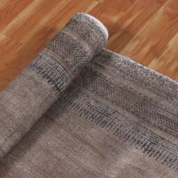 Hand Woven Brown Cotton Kilim Rug - Home Decor Floor Mat - thumbnail 4