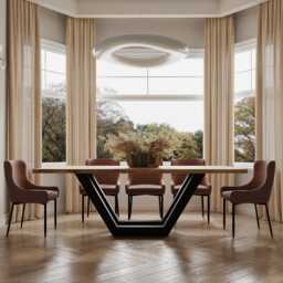 Hardwood Solid Oak Dining Table Steel Leg 055 - thumbnail 4