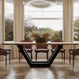 Hardwood Solid Oak Dining Table Steel Leg 055 - thumbnail 3