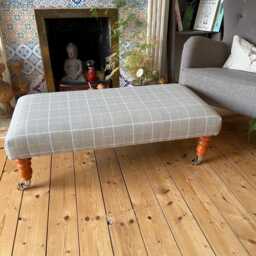 Upholstered Footstool On Wheels Large Coffee Table, Ottoman, Sofa Fabric Choices - thumbnail 3