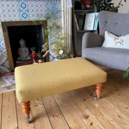 Upholstered Footstool On Wheels Large Coffee Table, Ottoman, Sofa Fabric Choices - thumbnail 2