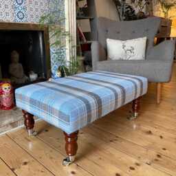Upholstered Footstool On Wheels Large Coffee Table, Ottoman, Sofa Fabric Choices - thumbnail 1