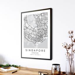 Singapore Map Art Print Minimalist City Road Poster - thumbnail 3