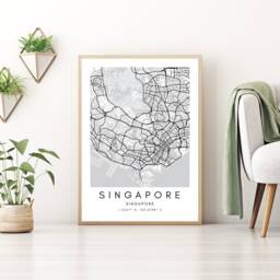 Singapore Map Art Print Minimalist City Road Poster - thumbnail 2