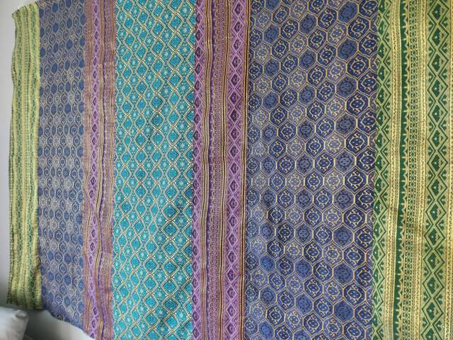 Blue Green Purple Wall Tapestry, Hippie Hanging, Aqua Tones Home Decor, Altar Decoration, Handmade Patchwork Art - image 1