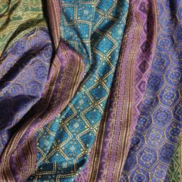 Blue Green Purple Wall Tapestry, Hippie Hanging, Aqua Tones Home Decor, Altar Decoration, Handmade Patchwork Art - thumbnail 3