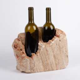 Handmade Travertine Wine Bottle Holder Unique Rack - thumbnail 2