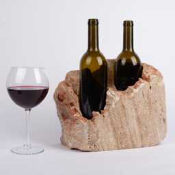 Handmade Travertine Wine Bottle Holder Unique Rack - thumbnail 1