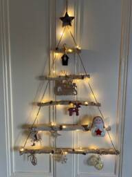Christmas Wooden Hanging Tree With Decorations Pre-Lit Diy Ladder Trees Decorative Home Decor Festive Xmas - thumbnail 1