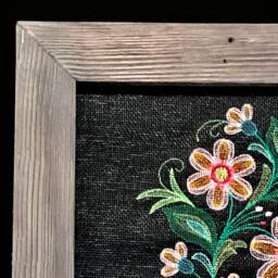Pink Blush Flowers, Together Is Beautiful, Embroidered Screen Wall Art Decor, Handmade Barn Wood Frames, Pink Green Vine, House Warming Gift - thumbnail 2