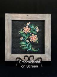 Pink Blush Flowers, Together Is Beautiful, Embroidered Screen Wall Art Decor, Handmade Barn Wood Frames, Pink Green Vine, House Warming Gift - thumbnail 1