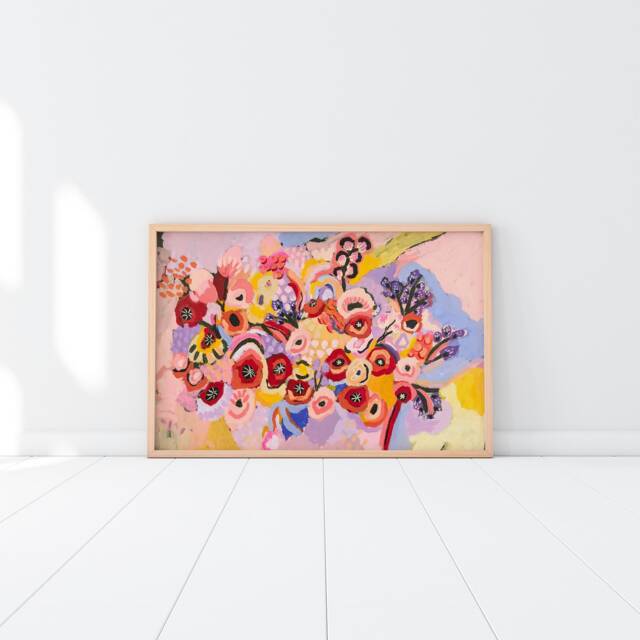 Bright Red Orange Poppies - Floral Art Paper Print