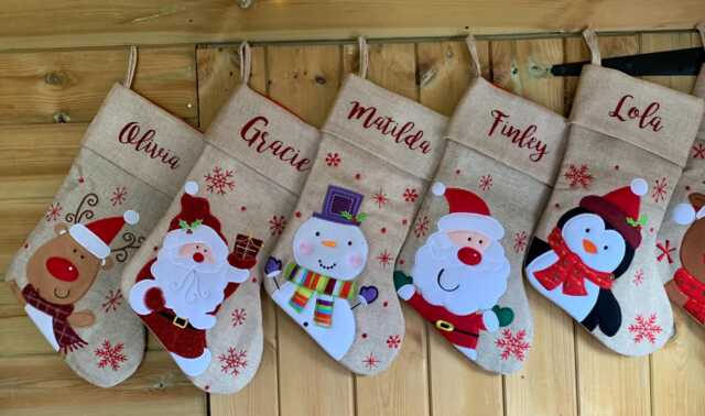 Personalised Christmas Stocking - Stocking Christmas Santa Snowman Eve Reindeer Penguin - image 1
