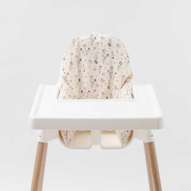Wipeable Cushion Cover For Ikea Antilop Highchair - Brown Wildflowers - image 1