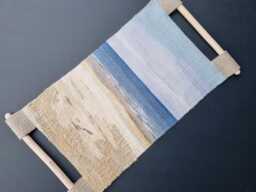 Handwoven Sea Tapestry Textured Linen & Wool Wall Hanging, Earth Tones - thumbnail 1