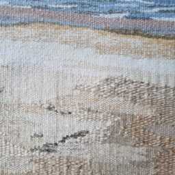 Handwoven Sea Tapestry Textured Linen & Wool Wall Hanging, Earth Tones - thumbnail 3