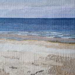 Handwoven Sea Tapestry Textured Linen & Wool Wall Hanging, Earth Tones - thumbnail 2