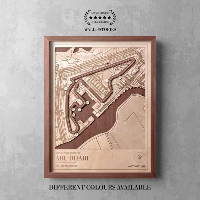 Abu Dhabi Circuit Wooden Track Map - Custom Racing Wall Art Abu Dhabi Motorsport Fan Gift - image 1
