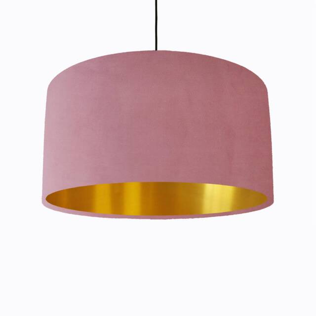 Light Pink Lampshade in Velvet With Gold Lining - image 1