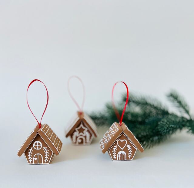Mini Clay Gingerbread House Set Of 3, Christmas Houses, Clay Ornaments - image 1